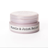 Jar of muscle and joint relief cream on a white background